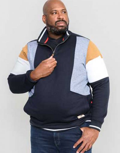 KENINGTON-D555 Cut And Sew Half Zipper Sweatshirt