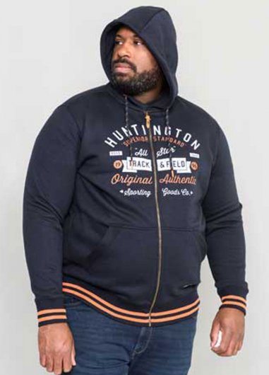 FLANDERS-D555 Full Zip Hoody With Chest Print