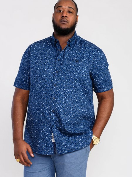 TRISTAIN-D555 S/S Floral Ao Print Shirt With Hidden Button Down Collar & Pocket-Kingsize Assorted Pack A-(2XL-5XL)