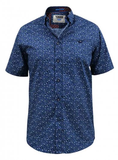 TRISTAIN-D555 S/S Floral Ao Print Shirt With Hidden Button Down Collar & Pocket-Kingsize Assorted Pack A-(2XL-5XL)