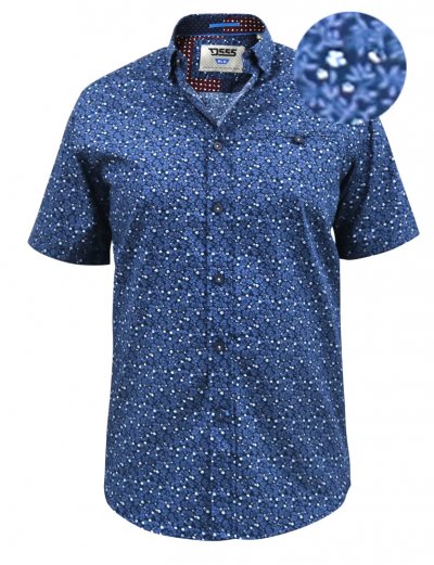 TRISTAIN-D555 S/S Floral Ao Print Shirt With Hidden Button Down Collar & Pocket-Kingsize Assorted Pack A-(2XL-5XL)