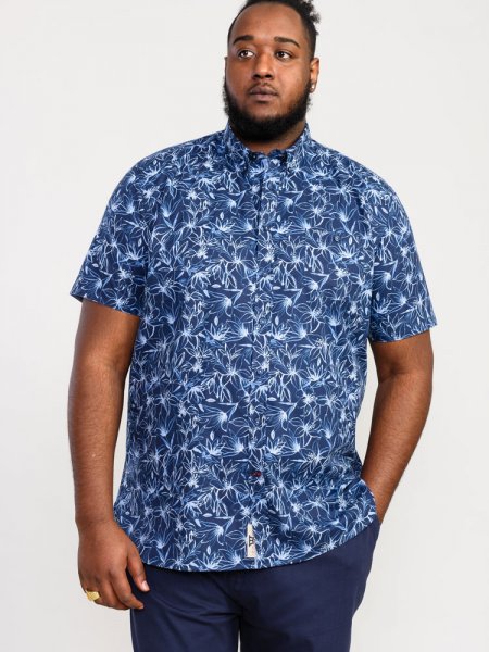 PADBURY-D555 Floral Ao Printed Button Down Collar S/S Shirt With Pocket-Kingsize Assorted Pack B-(3XL-6XL)