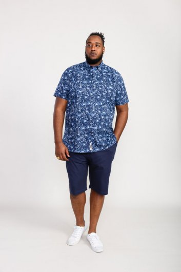 PADBURY-D555 Floral Ao Printed Button Down Collar S/S Shirt With Pocket-Kingsize Assorted Pack B-(3XL-6XL)