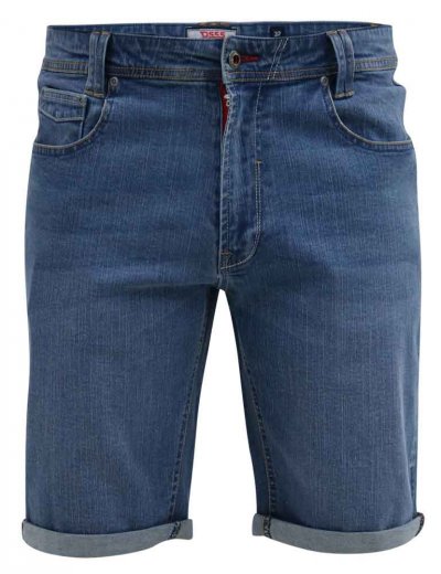 SUFFOLK-D555 Blue Stretch Denim Shorts-Stonewash-42