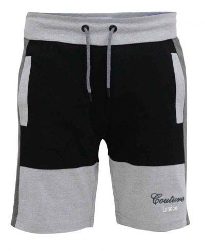 KIRTON-D555 Couture Elasticated Waistband Shorts With Cut And Sew Detail-Black-2XL