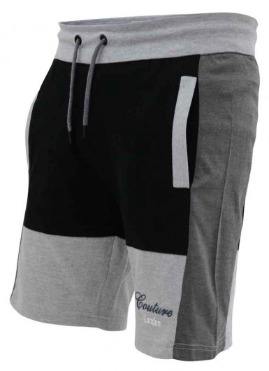 KIRTON-D555 Couture Elasticated Waistband Shorts With Cut And Sew Detail-Black-2XL