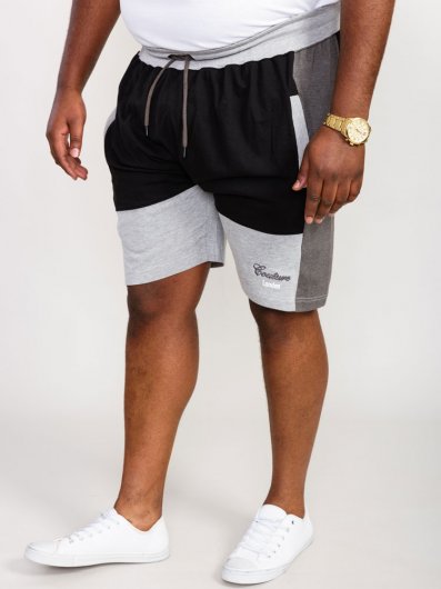 KIRTON-D555 Couture Elasticated Waistband Shorts With Cut And Sew Detail-Black-4XL