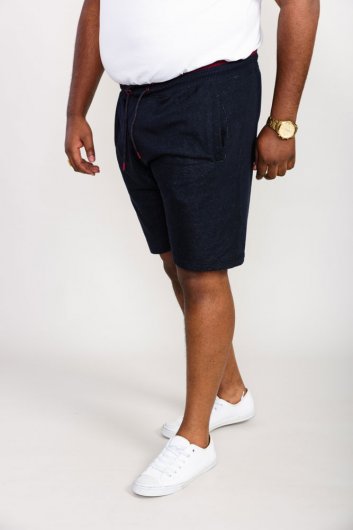 TUNSTALL-D555 Elasticated Waist Loop Back Shorts With Tipping On Waistband Edge-Denim-4XL