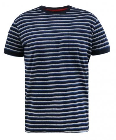 BEAMONT-D555 Jacquard Stripe T-Shirt-Navy-4XL