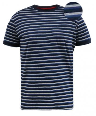 BEAMONT-D555 Jacquard Stripe T-Shirt-Navy-4XL