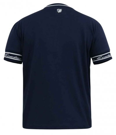 RAMSEY-D555 Couture Crew Neck T-Shirt With Chest Print With Branded Rib Cuffs-Navy-4XL