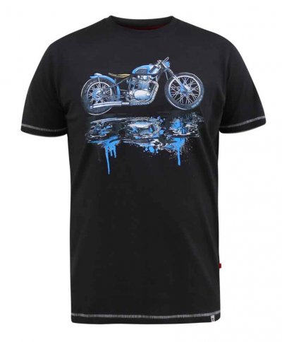 FRITTON-D555 Bike With Shadow And Drips Printed T-Shirt-Black-3XL