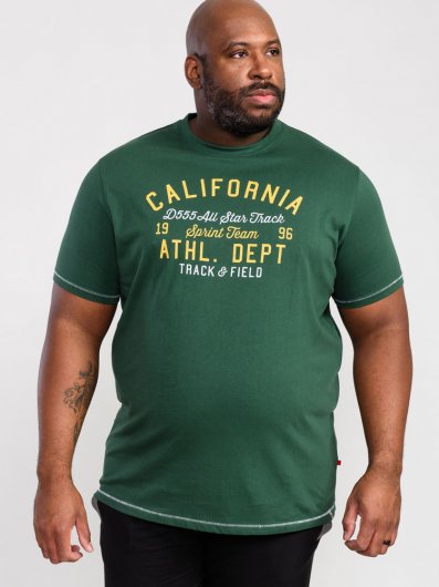 PARNWELL-D555 California Athletics Printed T-Shirt-Green-2XL