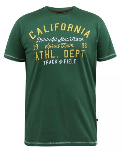 PARNWELL-D555 California Athletics Printed T-Shirt-Green-2XL