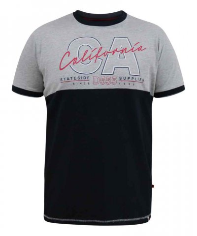 JUNIPER-D555 California Printed T-Shirt With Cut And Sew Panel-Kingsize Assorted Pack A-(2XL-5XL)