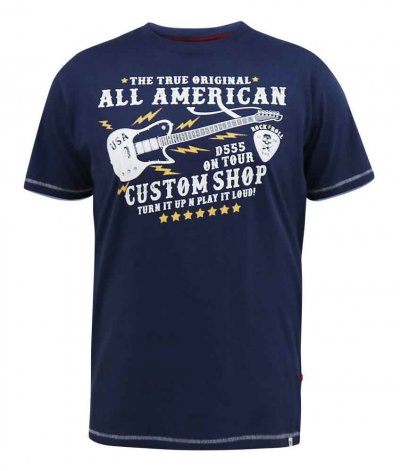 BRONTE-D555 All American Guitar Printed T-Shirt-Navy-6XL