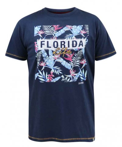 PRESTWICK-D555 Florida Floral Printed T-Shirt-Navy-4XL