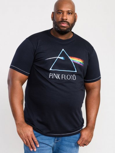 ECLIPSE-D555 Official Pink Floyd Printed Crew Neck T-Shirt-Navy-4XL