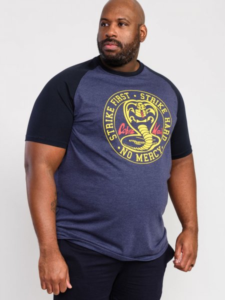 STEEPLE-D555 Official Cobra Kai Printed T-Shirt-Denim-3XL