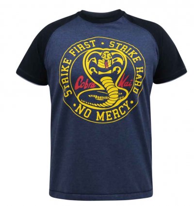 STEEPLE-D555 Official Cobra Kai Printed T-Shirt-Denim-3XL