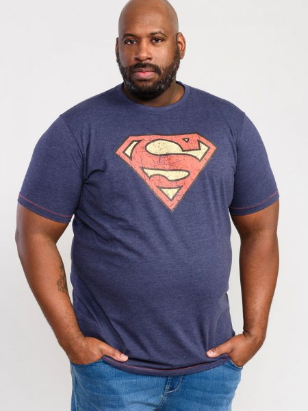 SCAMPTON-D555 Official Superman Printed T-Shirt-Navy-4XL