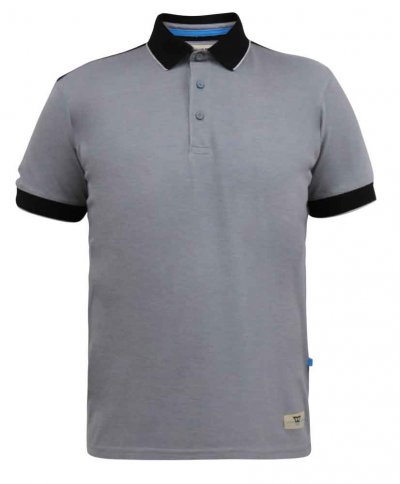 PRINSTEAD-D555 Pique Polo Shirt With Ribbed Collar And Cuff-Grey-3XL