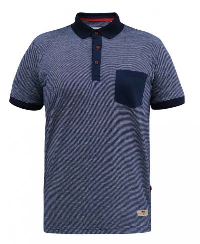 OXLEY-D555 Fine Stripe Jersey Polo Shirt With Patch Pocket-Navy-2XL