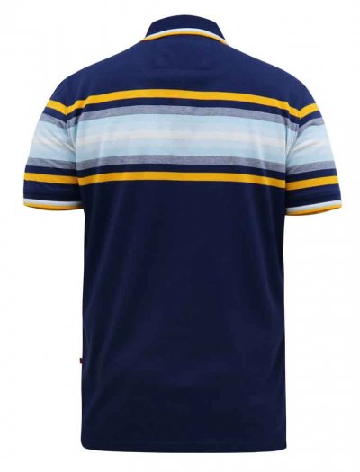 PELDON-D555 Chest Stripe Jersey Polo Shirt-Denim-2XL