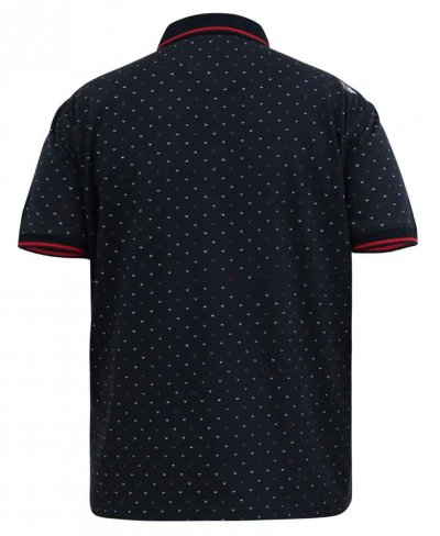 ASHWELL-D555 Ao Printed Polo Shirt With Jacquard Collar Cuffs And Inner Placket-Navy-1XLT