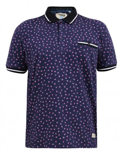 ROVER-D555 Melon Ao Printed Polo Shirt With Ribbed Collar Cuffs And Inner Placket-Kingsize Assorted Pack B-(3XL-6XL)
