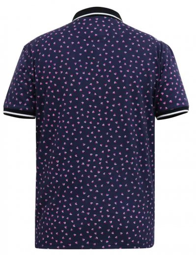 ROVER-D555 Melon Ao Printed Polo Shirt With Ribbed Collar Cuffs And Inner Placket-Navy-3XL