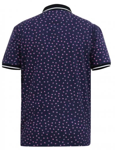 ROVER-D555 Melon Ao Printed Polo Shirt With Ribbed Collar Cuffs And Inner Placket-Navy-4XL