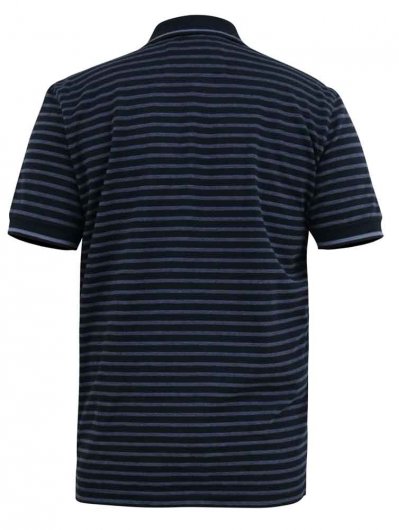 ROSEMARY-D555 Woven Full Stripe Jersey Polo-Navy-4XL