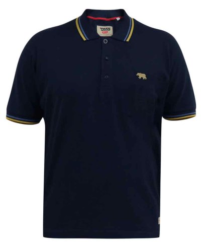 HAMFORD 1-D555 Pique Polo Shirt With 2 Colour Rib Tipping On Collar And Cuffs-Navy-10XL