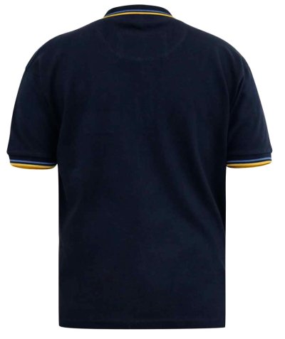 HAMFORD 1-D555 Pique Polo Shirt With 2 Colour Rib Tipping On Collar And Cuffs-Navy-10XL