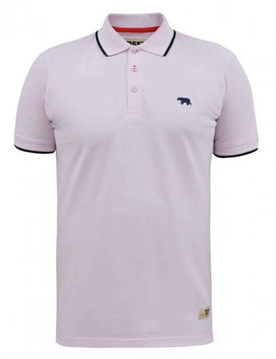 HAMFORD 2-D555 Pique Polo Shirt With 2 Colour Rib Tipping On Collar And Cuffs-Pink-2XL