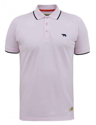 HAMFORD 2-D555 Pique Polo Shirt With 2 Colour Rib Tipping On Collar And Cuffs-Pink-3XL