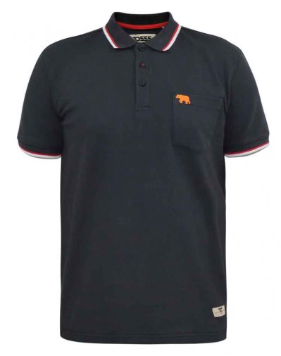 KIRBY-D555 Pique Polo With Two Colour Tipping And Patch Pocket-Black-3XL