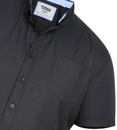 JAMES-D555 Basic Oxford Short Sleeve Shirt-Black