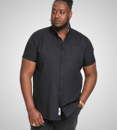 JAMES-D555 Basic Oxford Short Sleeve Shirt-Black