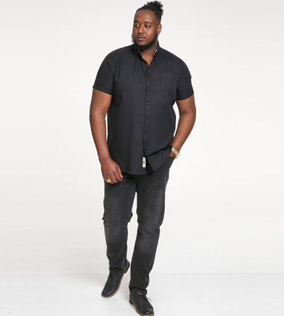 JAMES-D555 Basic Oxford Short Sleeve Shirt-Black