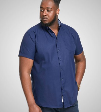 JAMES-D555 Basic Oxford Short Sleeve Shirt-Navy