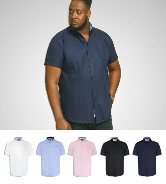 JAMES-D555 Basic Oxford Short Sleeve Shirt-Navy