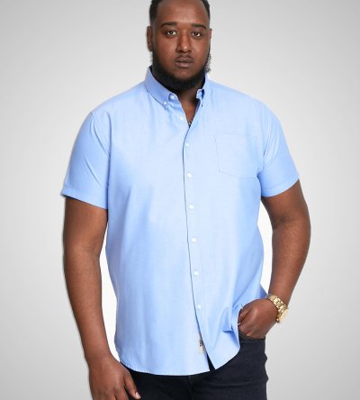 JAMES-D555 Basic Oxford Short Sleeve Shirt-Navy