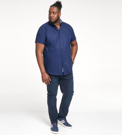 JAMES-D555 Basic Oxford Short Sleeve Shirt-Navy