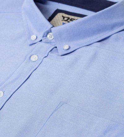 JAMES-D555 Basic Oxford Short Sleeve Shirt-Blue