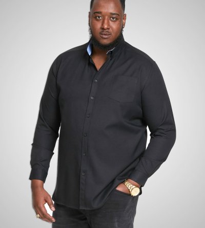 RICHARD-D555 Basic Oxford Long Sleeve Shirt-Black