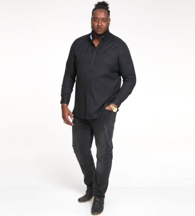 RICHARD-D555 Basic Oxford Long Sleeve Shirt-Black