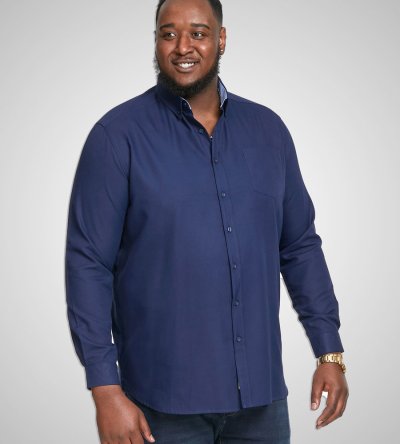 RICHARD-D555 Basic Oxford Long Sleeve Shirt-Navy