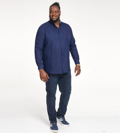 RICHARD-D555 Basic Oxford Long Sleeve Shirt-Navy